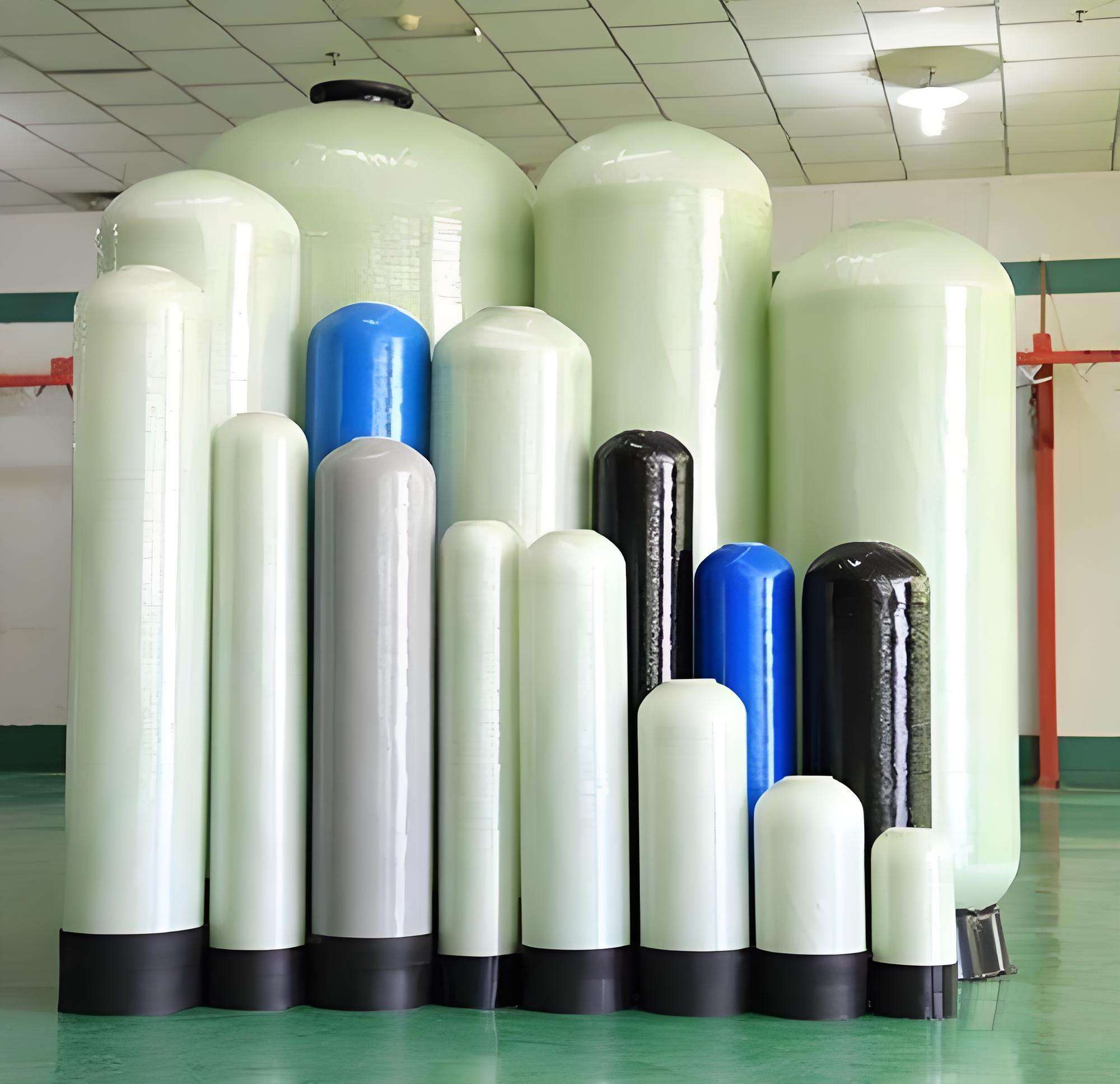 FRP chemical effluent tanks on display